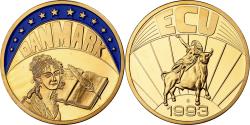 World Coins - Denmark, Medal, Ecu Europa, 1993, Copper Gilt,