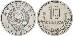World Coins - Albania, 10 Qindarka, 1988, Aluminum, , KM:60