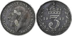 World Coins - Great Britain, George V, 3 Pence, 1918, London, Silver,