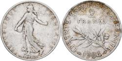 World Coins - France, Semeuse, 2 Francs, 1904, Paris, , Silver, KM:845.1, Gadoury:532