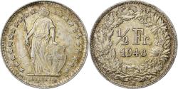 World Coins - Switzerland, 1/2 Franc, 1948, Bern, Silver, , KM:23