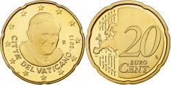 World Coins - VATICAN CITY, Benedict XVI, 20 Euro Cent, Proof, 2013, Rome, Brass,
