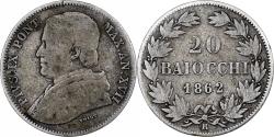 World Coins - Papal States, Pius IX, 20 Baiocchi, 1862, Rome, Silver, , KM:1360
