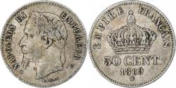 World Coins - France, Napoleon III, 50 Centimes, 1869, Strasbourg, Silver,