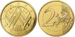 World Coins - France, 2 Euro, World AIDS Day, golden, 2014, MDP, Bi-Metallic,