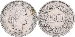 World Coins - Switzerland, 20 Rappen, Libertas, 1947, Bern, Copper-nickel, , KM:29a