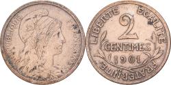 World Coins - France, 2 Centimes, Daniel-Dupuis, 1901, Paris, Bronze, , Gadoury:107