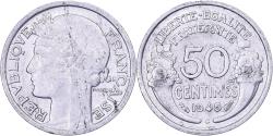 World Coins - France, 50 Centimes, Morlon, 1945, Castelsarrasin, Aluminum,