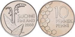 World Coins - Finland, 10 Pennia, 2000, Vantaa, Proof, Copper-nickel, , KM:65