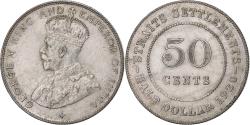 World Coins - Straits Settlements, George V, 50 Cents, 1920, Bombay, Silver,