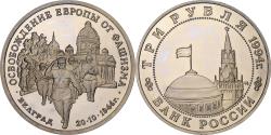 World Coins - Russia, 3 Roubles, Liberation of Belgrade, 1994, Moscow, Proof, Copper-nickel