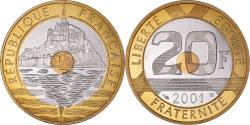 World Coins - Coin, France, Mont Saint Michel, 20 Francs, 2001, Paris, Proof,