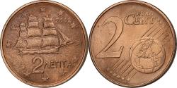 World Coins - Greece, 2 Euro Cent, 2002, Athens, Copper Plated Steel,