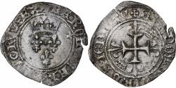 World Coins - France, Charles VI, Florette, 1417-1422, Châlons-sur-Marne, Silver,