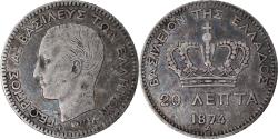 World Coins - Coin, Greece, George I, 20 Lepta, 1874, Paris, , Silver, KM:44
