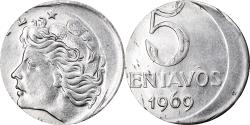 World Coins - Coin, Brazil, 5 Centavos, 1969, planchet error, , Stainless Steel
