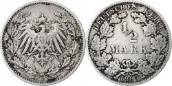 World Coins - GERMANY - EMPIRE, 1/2 Mark, 1907, Muldenhütten, Silver, , KM:17