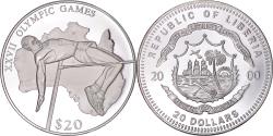 World Coins - Coin, Liberia, Olympic Games, 20 Dollars, 2000, High Jump, , Silver