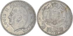 World Coins - Coin, Monaco, Louis II, 5 Francs, 1945, , Aluminum, KM:122