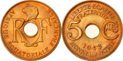 World Coins - French Equatorial Africa, 5 Centimes, 1943, Pretoria, Brass, PCGS,