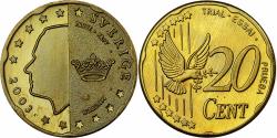 World Coins - Sweden, Carl XVI Gustaf, 20 Centimes, Fantasy Trial Euro, 2003, Nordic gold