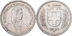World Coins - Switzerland, 5 Francs, 1931, Bern, Silver, , KM:40