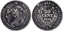 World Coins - France, 20 Centimes, Cérès, 1850, Paris, Silver,