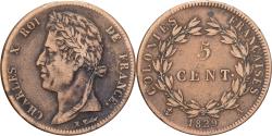 World Coins - French Colonies, Charles X, 5 Centimes, 1829, Paris, Bronze,