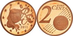 World Coins - France, 2 Euro Cent, 2011, Paris, Proof / BE, , Copper Plated Steel