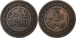 World Coins - Morocco, 'Abd al-Aziz, 10 Mazunas, 1902/AH1320, Birmingham, Bronze,