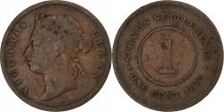 World Coins - Straits Settlements, Victoria, Cent, 1875, Calcutta, Copper,