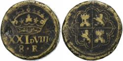 World Coins - Spain, Poids monétaire, 8 Réaux, 17th-18th centuries, Brass,