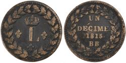 World Coins - Coin, France, Louis XVIII, Decime, 1815, Strasbourg, , Bronze, KM:701