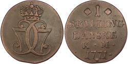 World Coins - Coin, Denmark, Christian VII, Skilling, 1771, , Copper, KM:616.1
