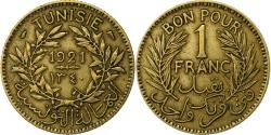 World Coins - Tunisia, Anonymous, Franc, 1921/AH1340, Paris, Aluminum-Bronze,