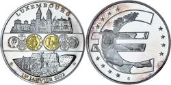World Coins - Luxembourg, Medal, Adoption de l'Euro, Politics, 2002, , Silver Plated