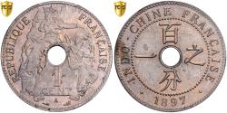 World Coins - French Indochina, Cent, 1897, Paris, Pre-series, Maillechort, PCGS,
