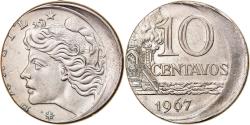 World Coins - Coin, Brazil, 10 Centavos, 1967, error off center strike,