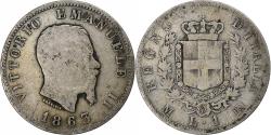 World Coins - Italy, Vittorio Emanuele II, Lira, 1863, Milan, Silver, , KM:5a.1