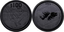 World Coins - Falkland Islands, 100 Dollars, 2021, Îles Malouines.Monnaie de