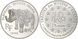World Coins - France, 10 Francs / 1 1/2 Euro, Éléphant époque Shang, 1996, MDP, BE, Silver
