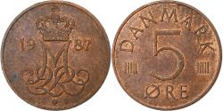 World Coins - Denmark, Margrethe II, 5 Öre, 1987, Copenhagen, Copper Clad Iron,