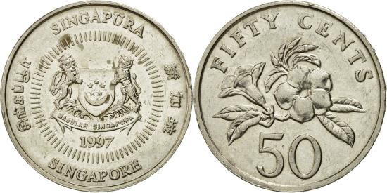Coin, Singapore, 50 Cents, 1997, Singapore Mint, , Copper-nickel