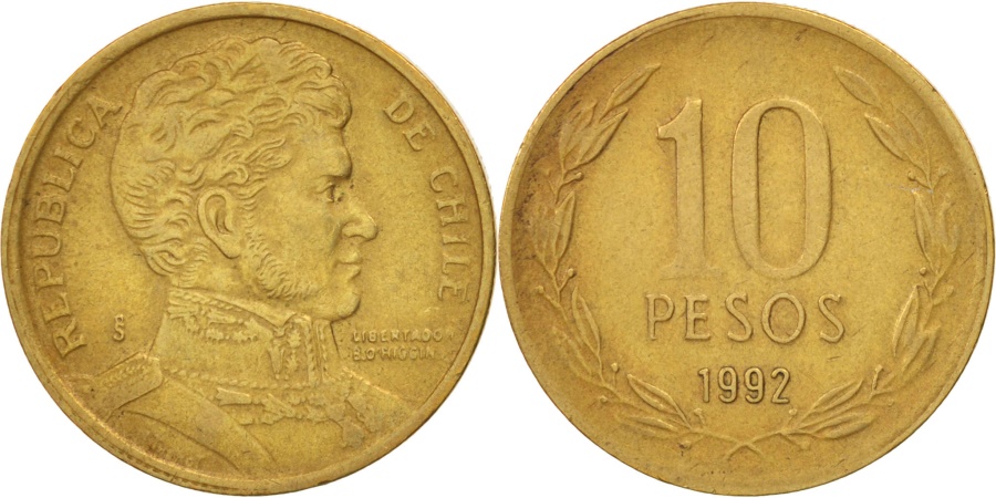 World Coins - Chile, 10 Pesos, 1992, Santiago, , Aluminum-Bronze, KM:228.2