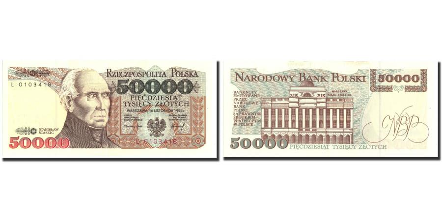 2 x 50000 Zlotych 1989,1993 P-153-159 SET Poland Hyperinflation UNC 