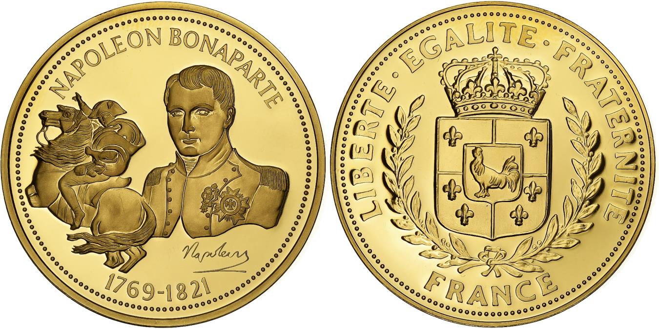 France, Medal, Napoléon Bonaparte, Gilt steel, | Tokens & Medals