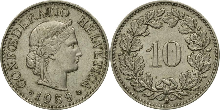 Coin, Switzerland, 10 Rappen, 1959, Bern, , Copper-nickel, KM:27