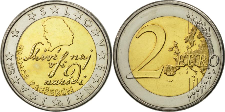 2 euro münze france preseren slowenien 2007