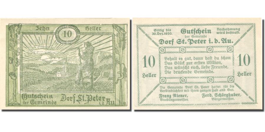 World Coins - Banknote, Austria, St Peter in der Au, 10 Heller, champs, 1920 UNC(63) FS 923Aa