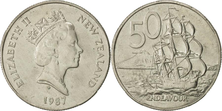 New Zealand Elizabeth II 50 Cents 1987 Copper nickel KM 63 new-zealand-elizabeth-ii-50-cents-1987-copper-nickel-km-63